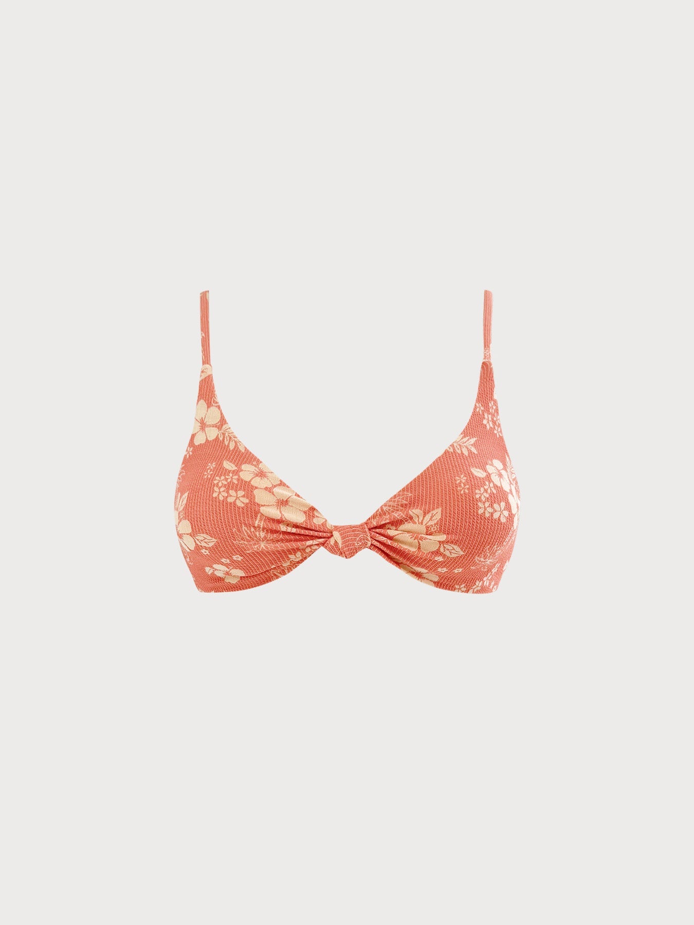 Turuncu Çiçekli Düğüm Detaylı Kadın Bikini Üstü