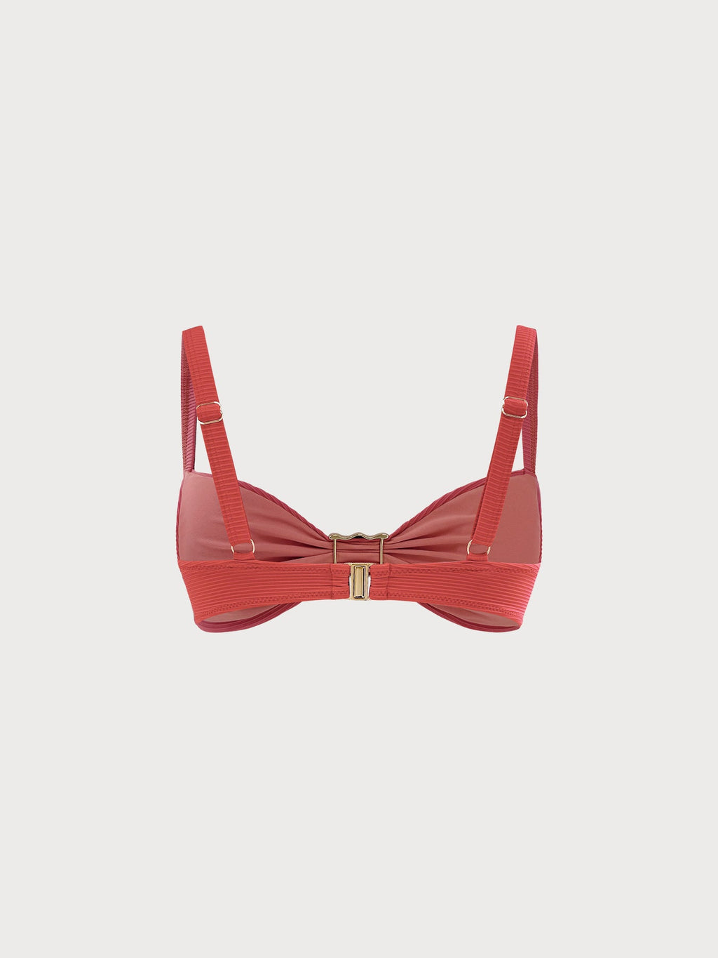 Altın Detaylı Kırmızı Ribana Bikini Üstü - Şık ve Rahat