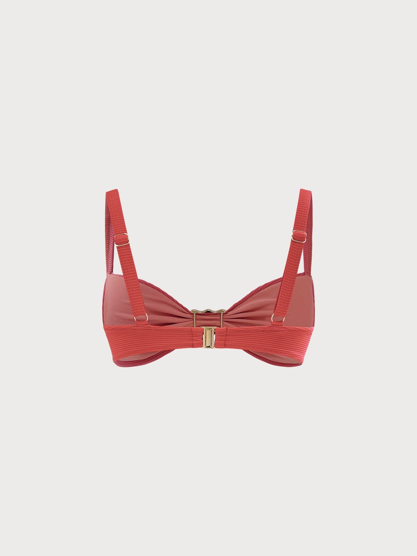 Altın Detaylı Kırmızı Ribana Bikini Üstü - Şık ve Rahat