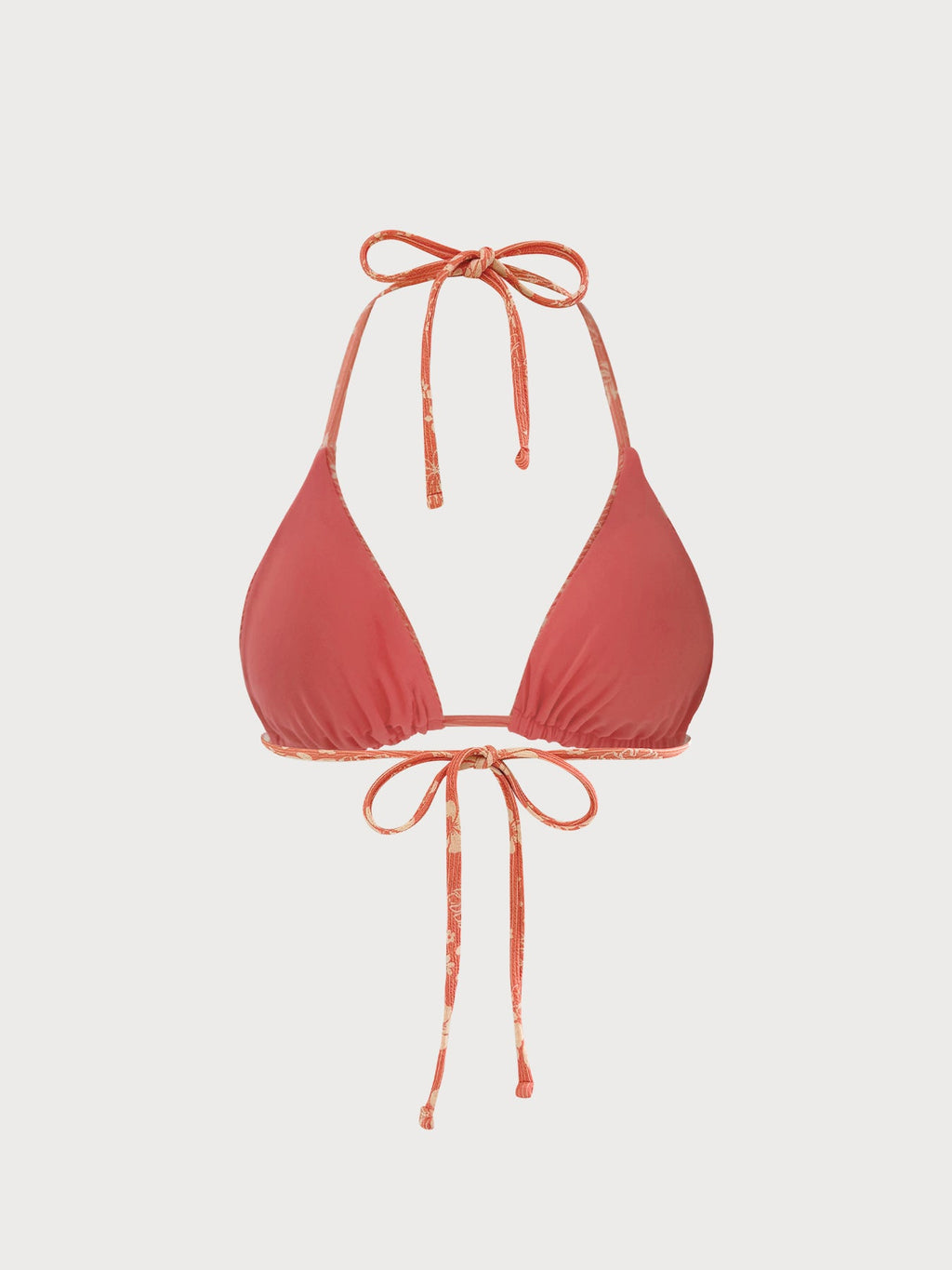Turuncu Dokulu Halter Üçgen Bikini Üstü - Şık Yaz Modası