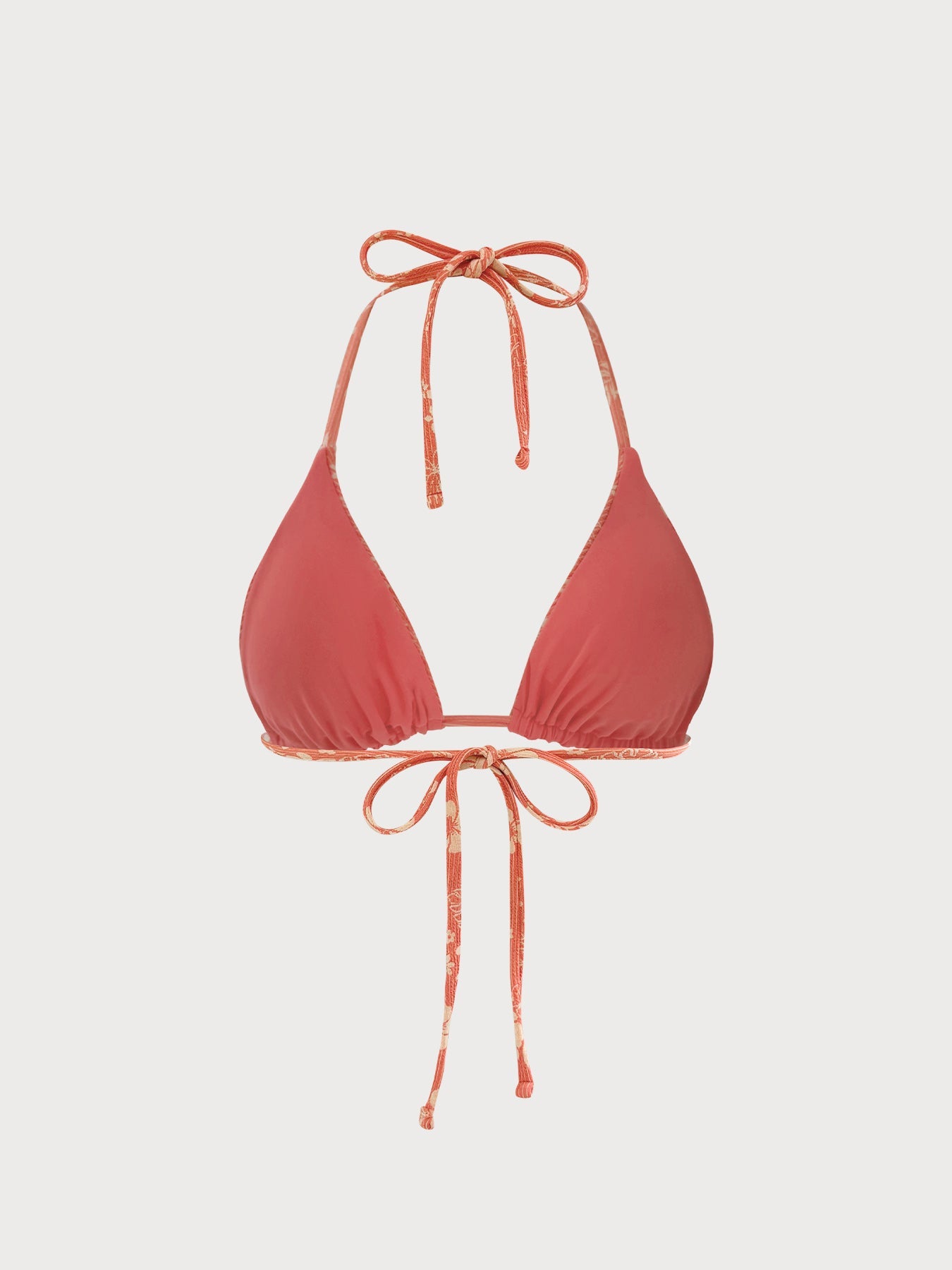 Turuncu Dokulu Halter Üçgen Bikini Üstü - Şık Yaz Modası