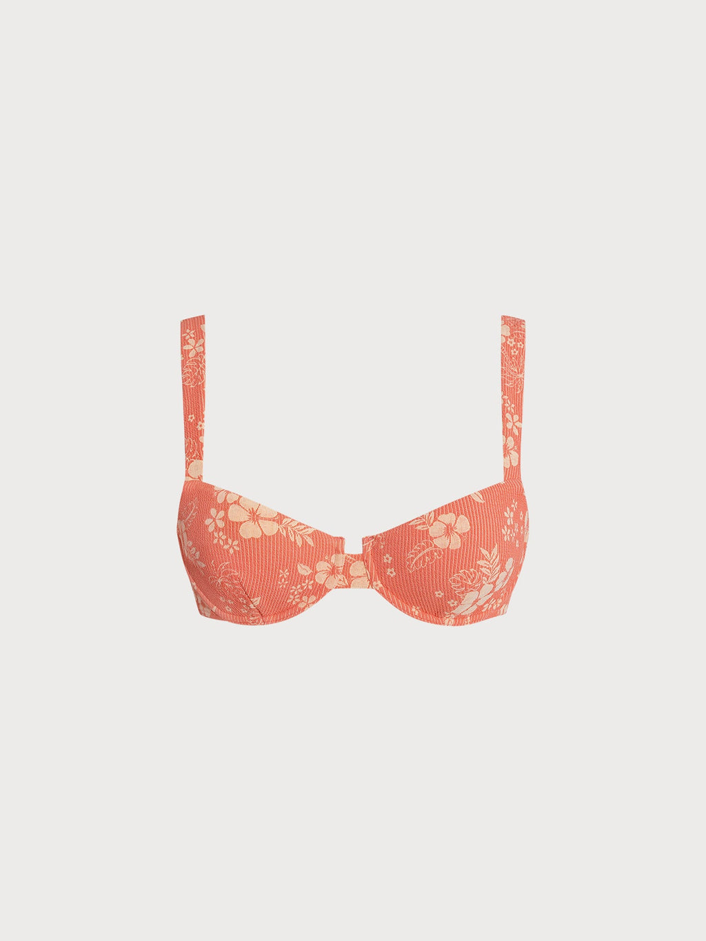 Turuncu Çiçek Desenli Destekli Bikini Üstü - Şık ve Rahat