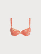 Turuncu Çiçek Desenli Destekli Bikini Üstü - Şık ve Rahat