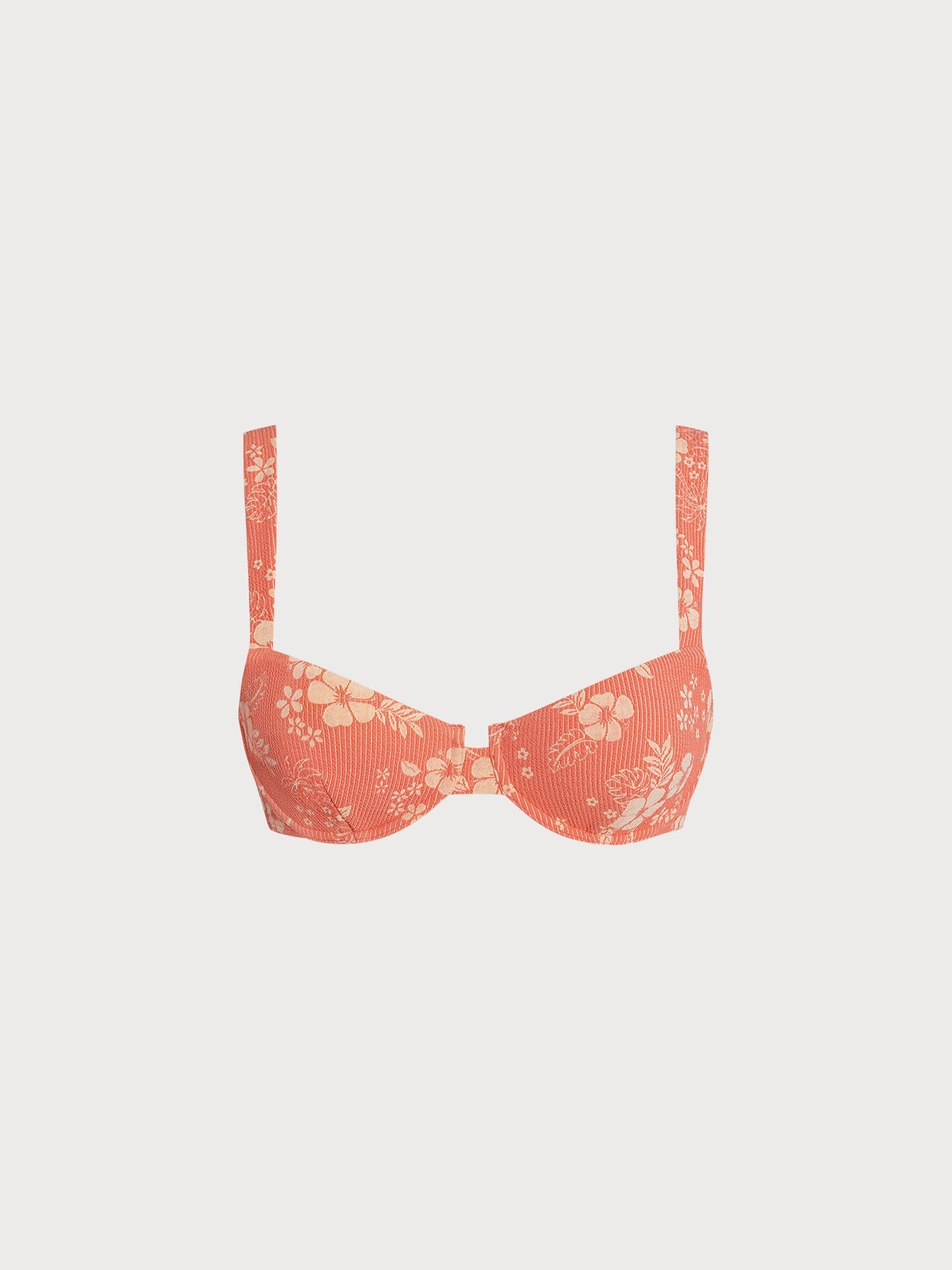 Turuncu Çiçek Desenli Destekli Bikini Üstü - Şık ve Rahat
