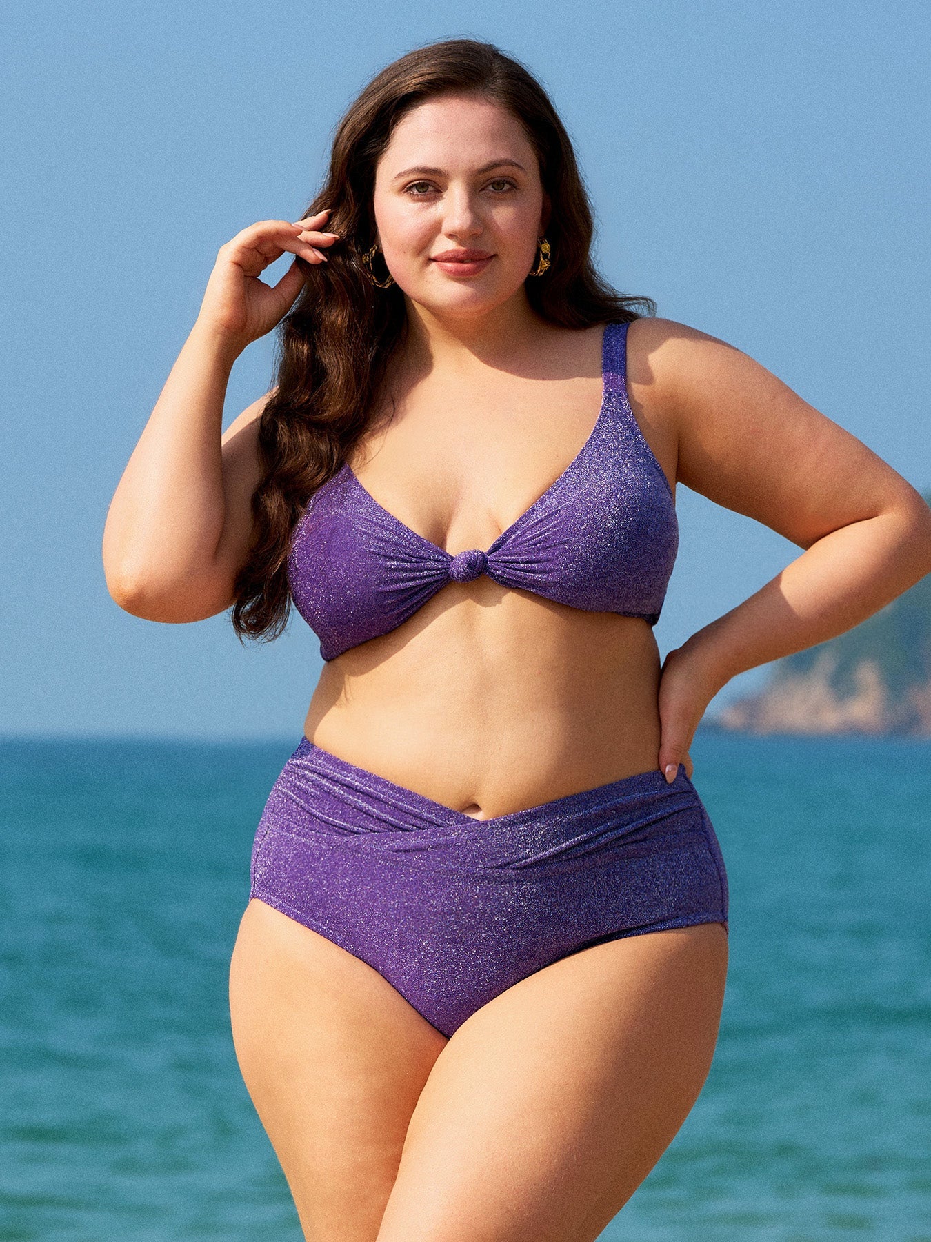 Mor Lurex V Kesim Büyük Beden Bikini Altı - Şık ve Rahat