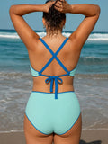 Yüksek Bel Mavi Ters Çevirilebilir Büyük Beden Bikini Altı