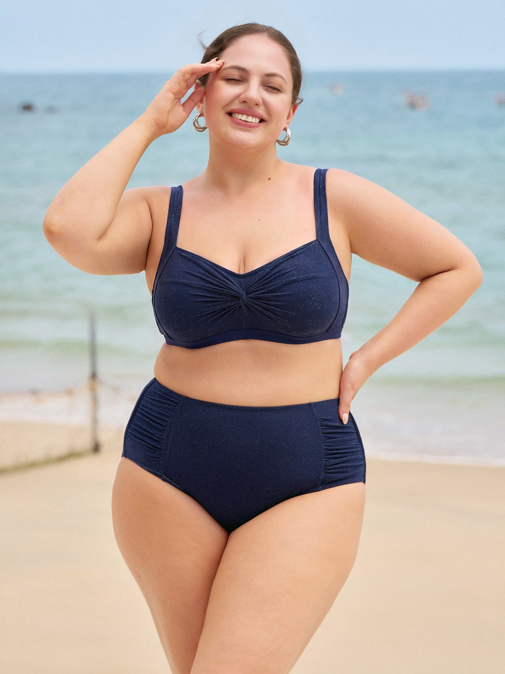 Şık Lacivert Büyük Beden Parlak Bikini Altı