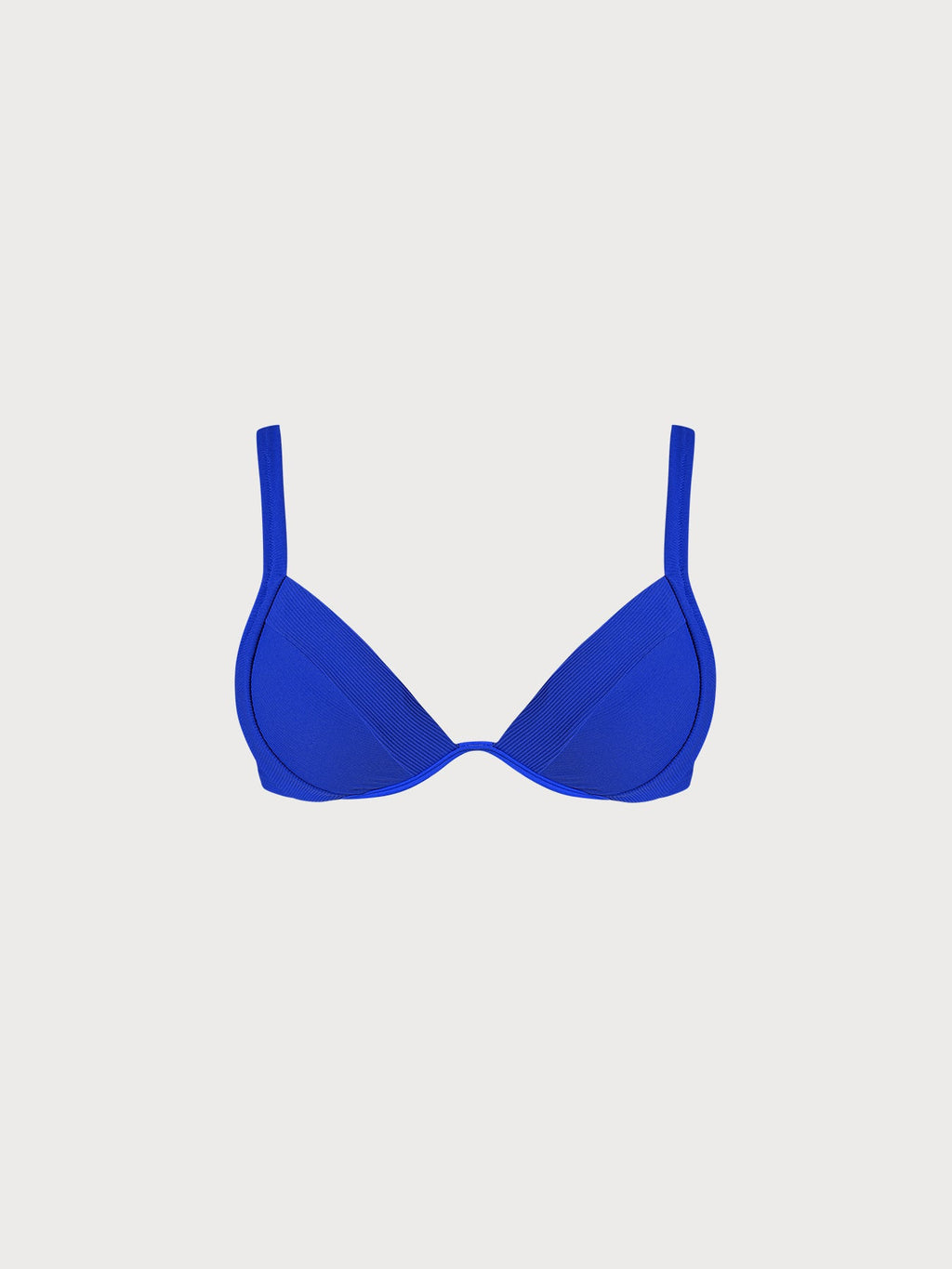 Ribanalı Mavi Büyük Beden Destekli Bikini Üstü