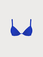Ribanalı Mavi Büyük Beden Destekli Bikini Üstü