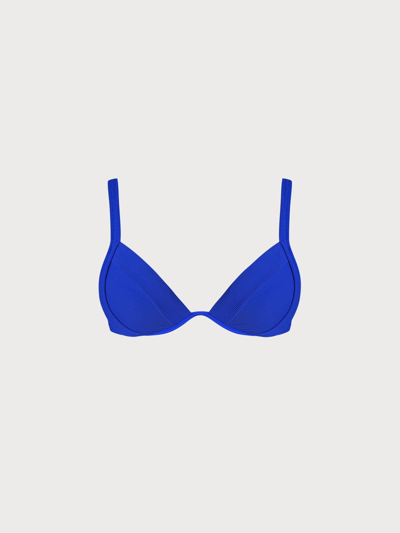 Ribanalı Mavi Büyük Beden Destekli Bikini Üstü