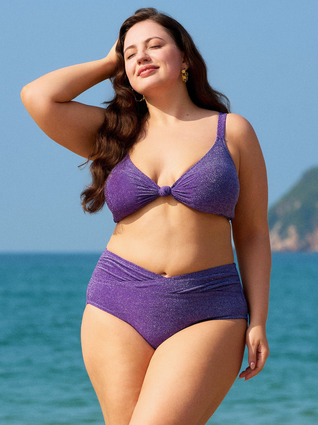 Mor Lurex Büyük Beden Bikini Üstü - Şık ve Rahat