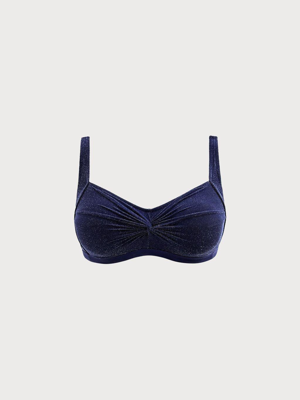 Parıltılı Lacivert X-Cross Büyük Beden Bikini Üstü