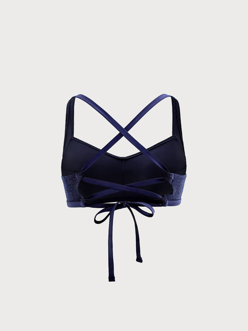Parıltılı Lacivert X-Cross Büyük Beden Bikini Üstü
