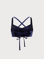 Parıltılı Lacivert X-Cross Büyük Beden Bikini Üstü