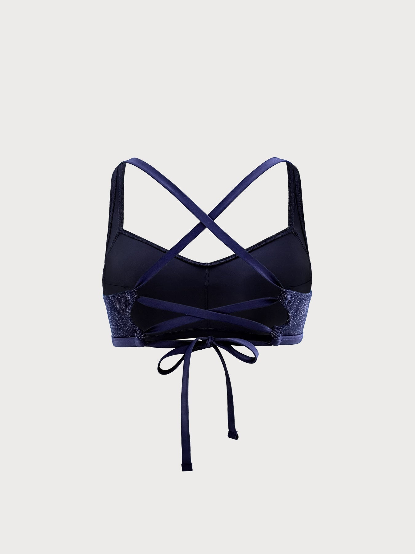 Parıltılı Lacivert X-Cross Büyük Beden Bikini Üstü