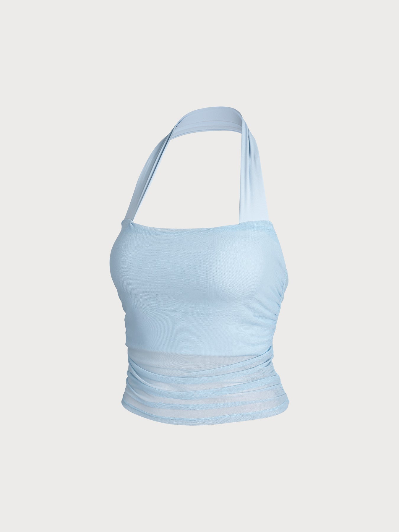 Premium Açık Mavi Fırfırlı Halter Yaka Spor Sütyeni