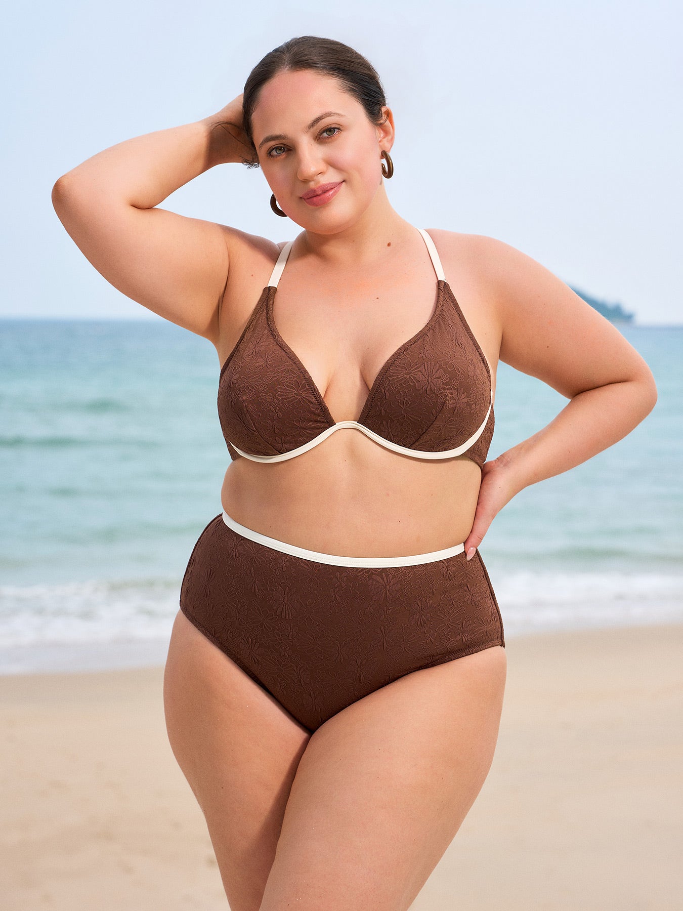 Dokulu Koyu Kahverengi Büyük Beden Bikini Altı