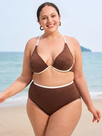 Dokulu Koyu Kahverengi Büyük Beden Bikini Altı
