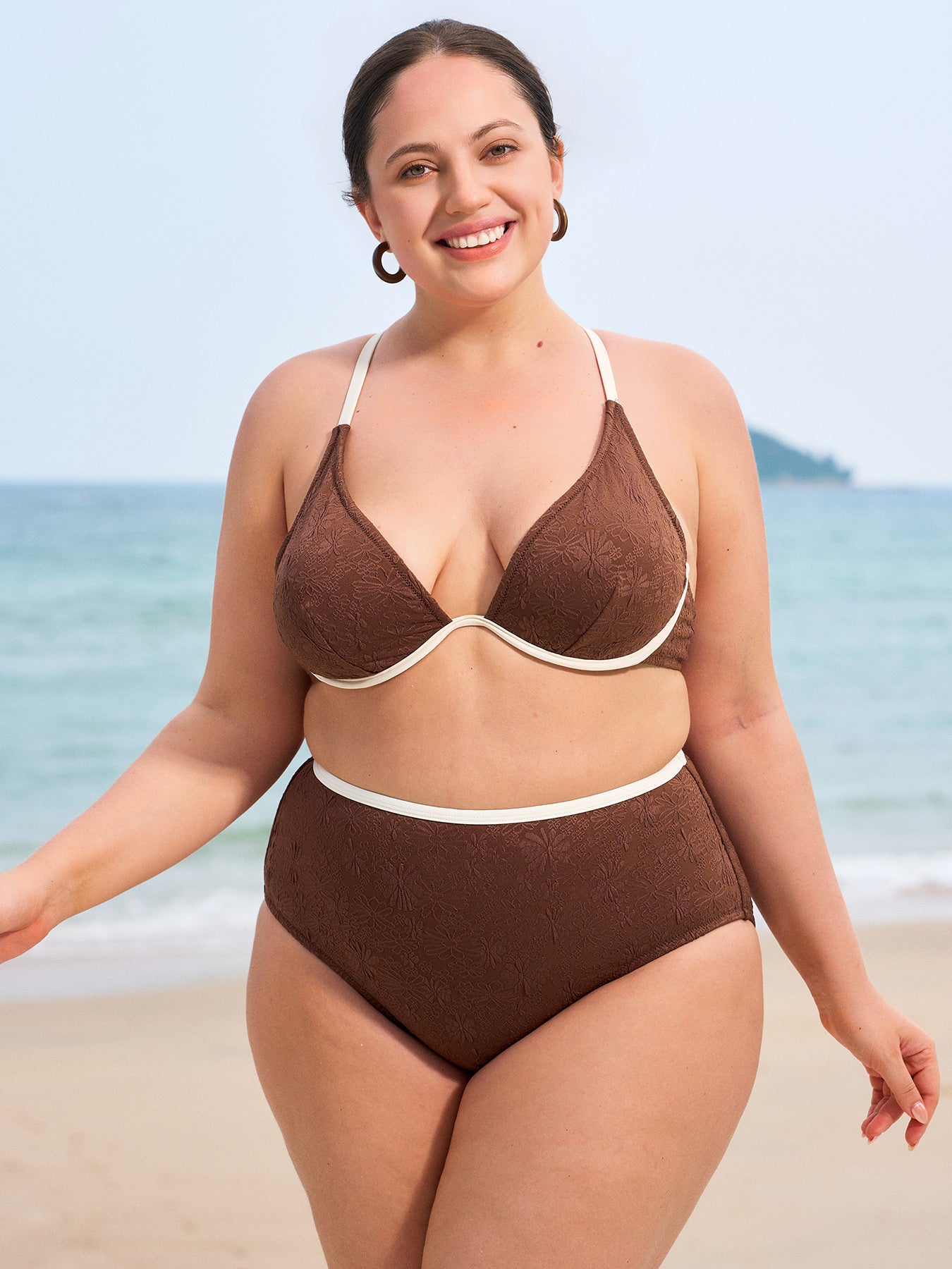 Dokulu Koyu Kahverengi Büyük Beden Bikini Altı