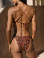 Premium Leopar Desenli İnci Detaylı Bikini Altı