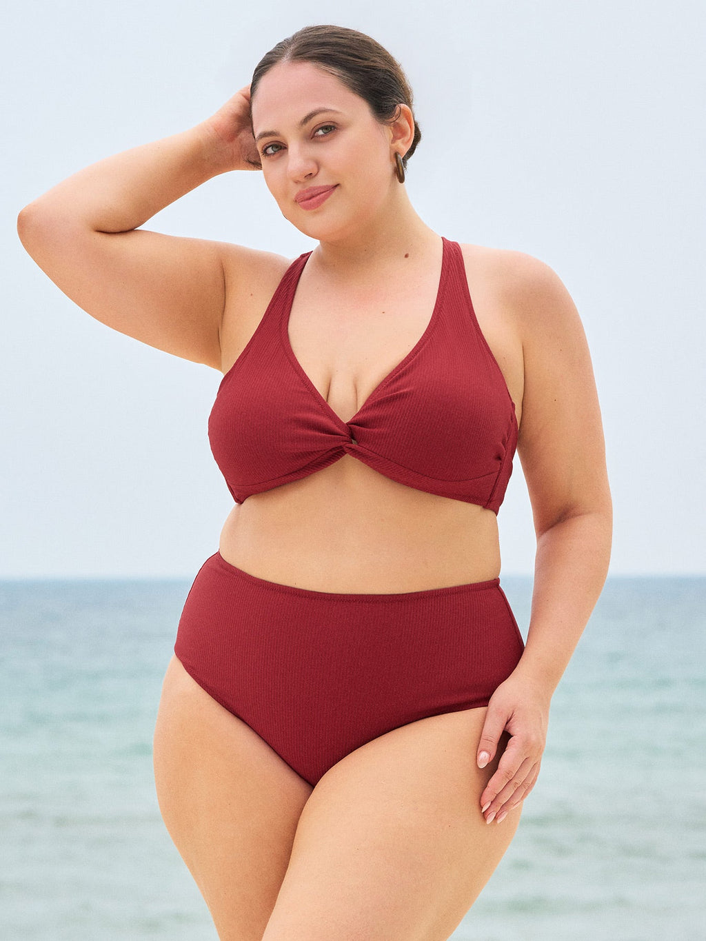 Şarap Renkli Ribanalı Büyük Beden Bikini Altı