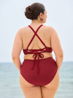 Şarap Renkli Ribanalı Büyük Beden Bikini Altı