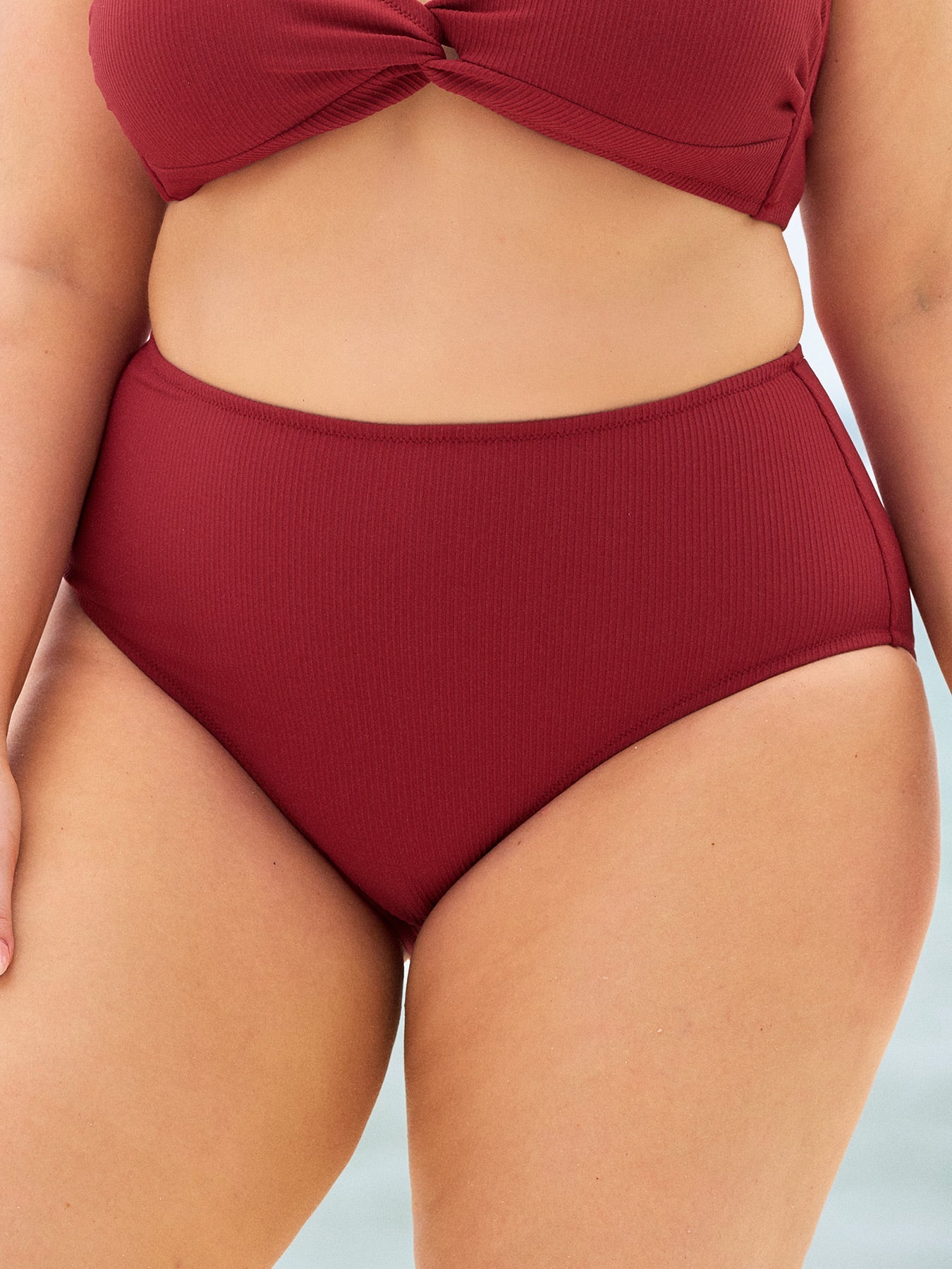 Şarap Renkli Ribanalı Büyük Beden Bikini Altı