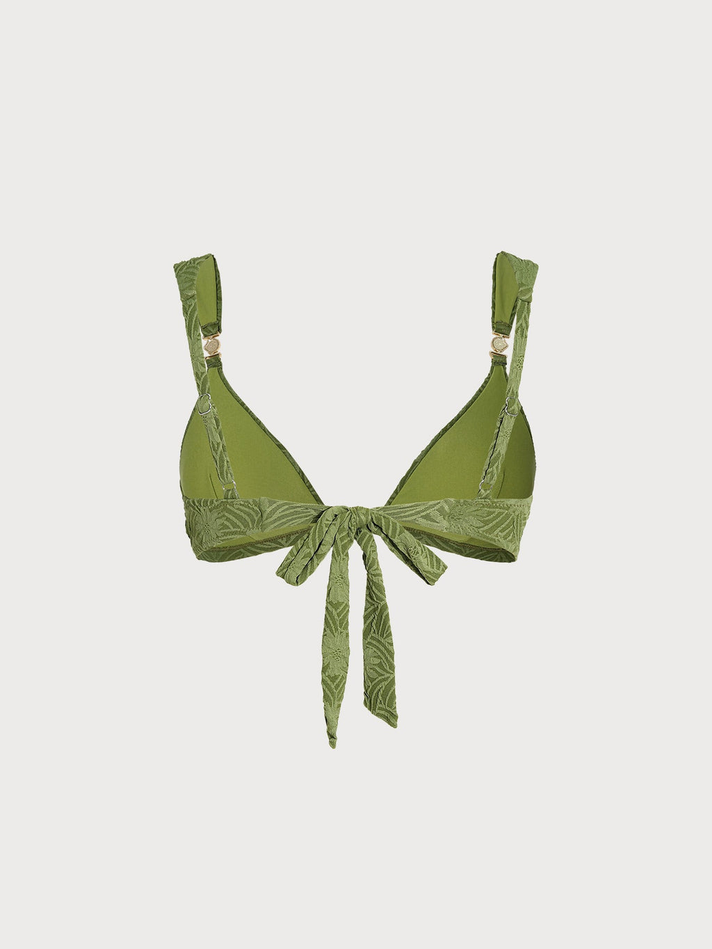 Dokulu Koyu Yeşil Altın Detaylı Bikini Üstü