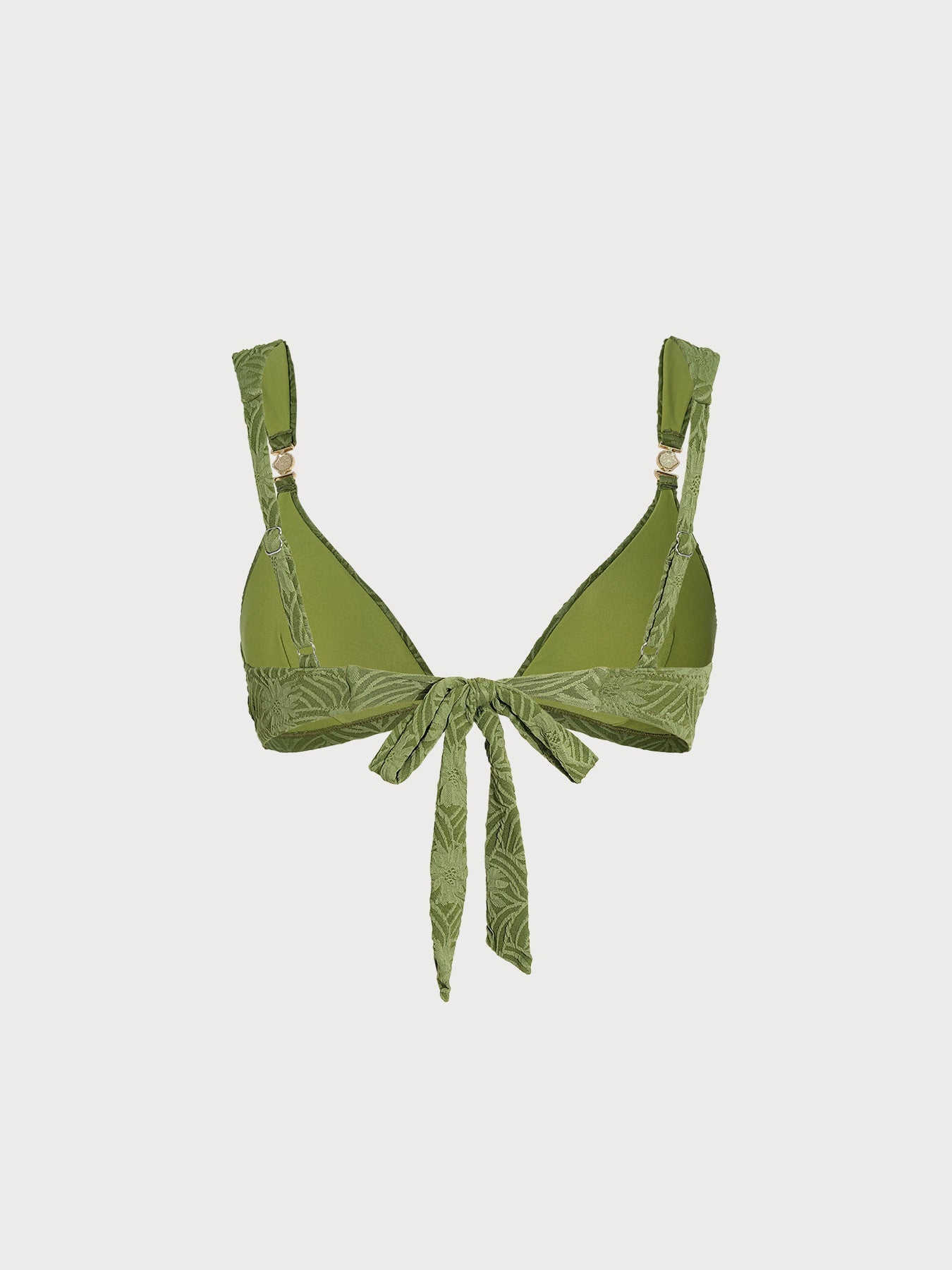 Dokulu Koyu Yeşil Altın Detaylı Bikini Üstü