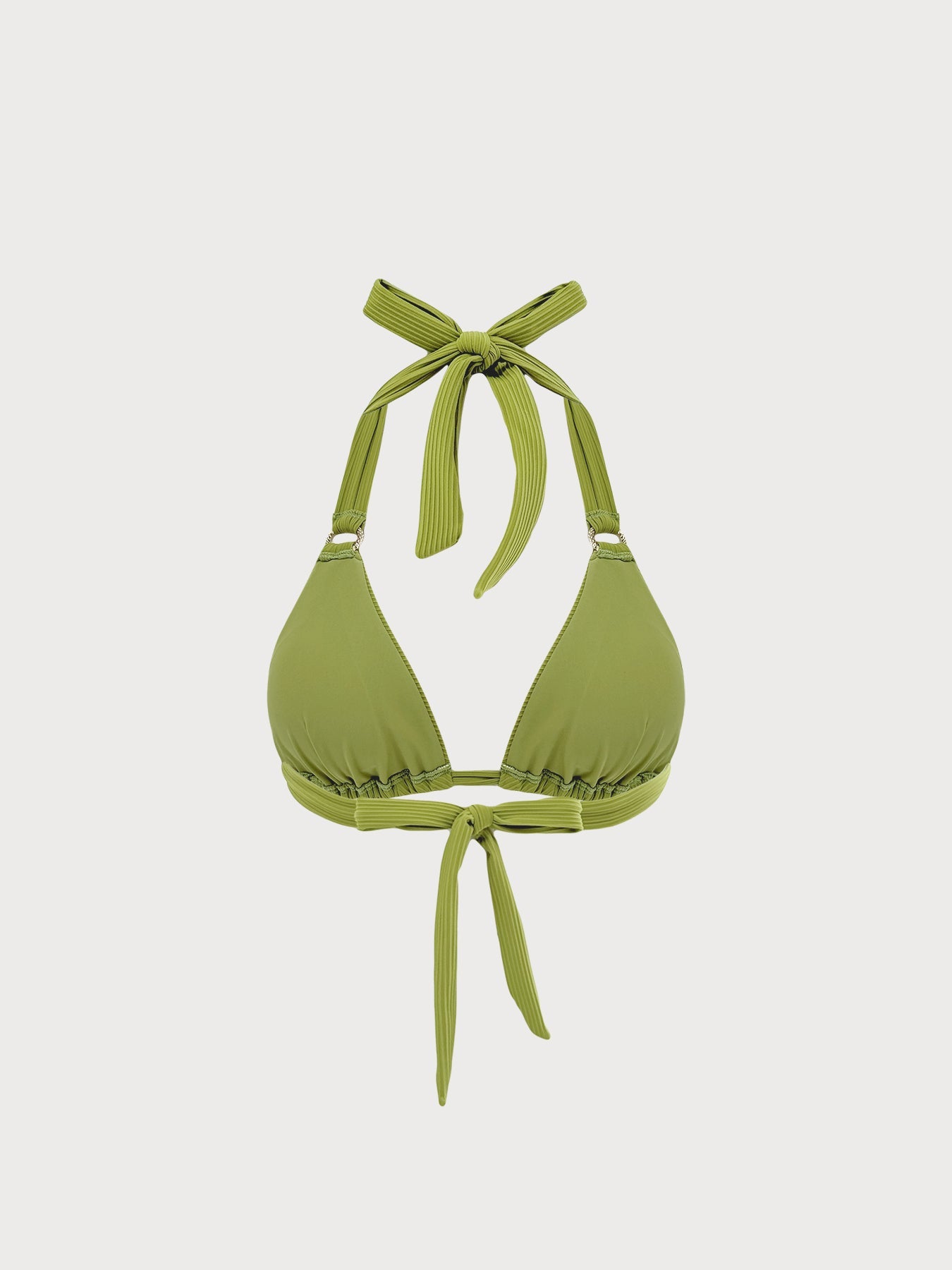 Premium Açık Yeşil Ribanalı O-Halka Bikini Üstü
