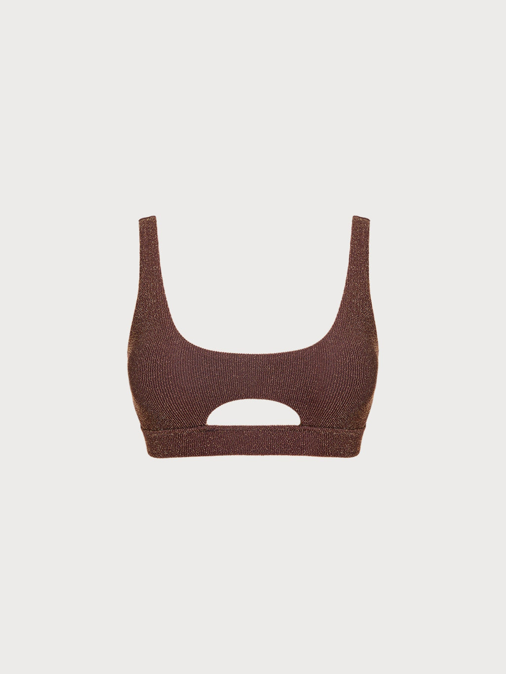 Şık Koyu Kahverengi Lurex Bikini Üstü - Yaz Modası