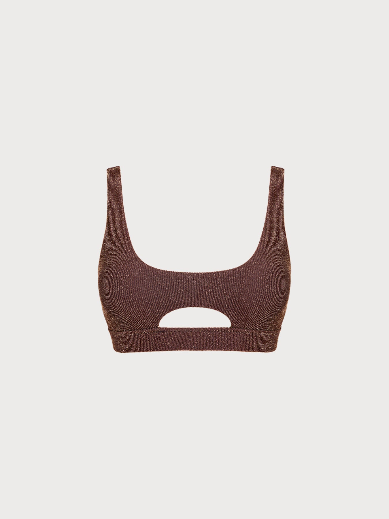Şık Koyu Kahverengi Lurex Bikini Üstü - Yaz Modası