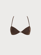 Şık Kahverengi Işıltılı Çapraz Sırt Bikini Üstü