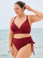 Ribanalı Kırmızı Büyük Beden Bikini Üstü - Şık ve Rahat