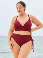 Ribanalı Kırmızı Büyük Beden Bikini Üstü - Şık ve Rahat