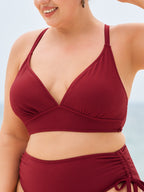 Ribanalı Kırmızı Büyük Beden Bikini Üstü - Şık ve Rahat