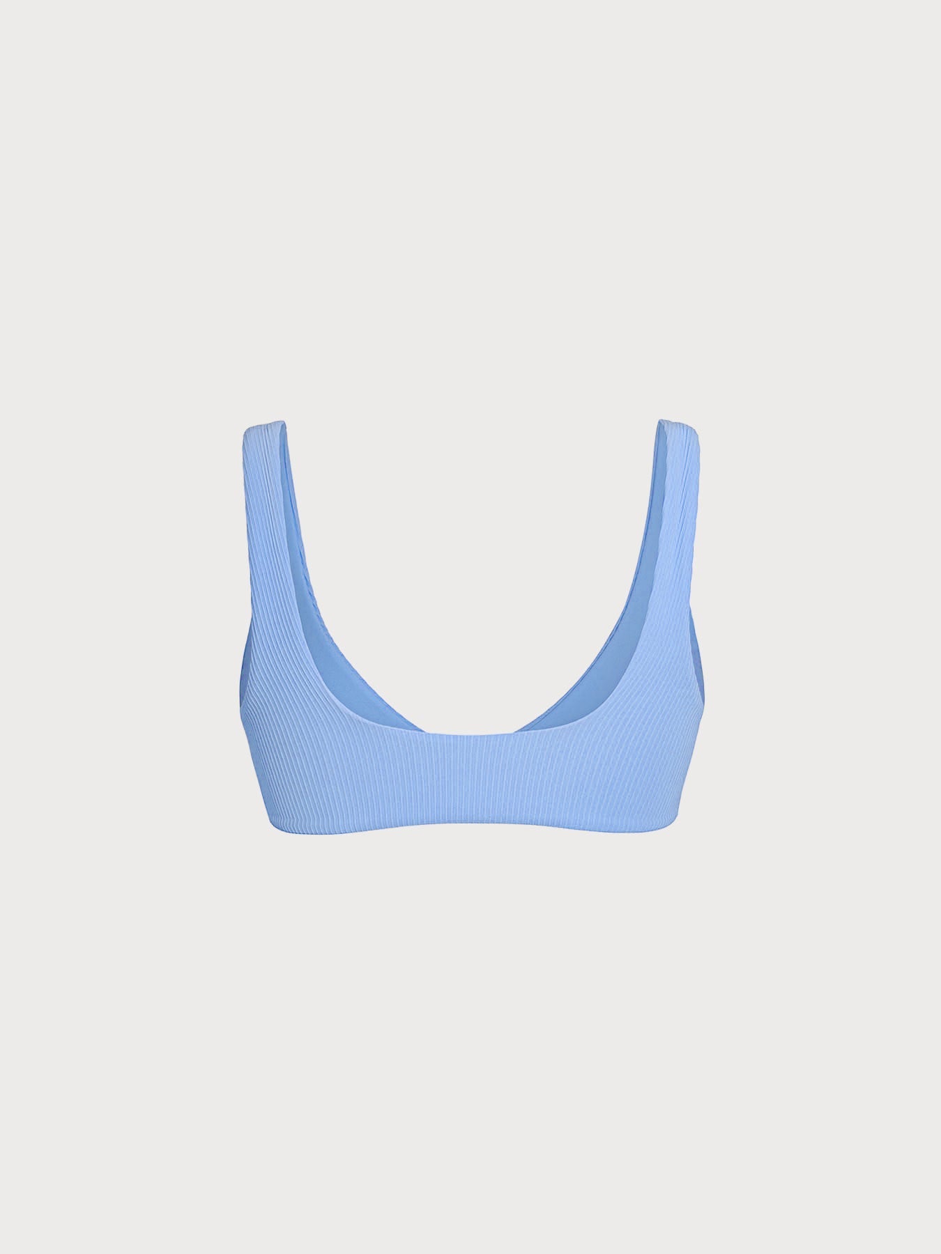 Ön Kapatmalı Açık Mavi Ribanalı Bikini Üstü