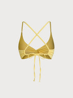 Premium Sarı Ribanalı Dönme Bikini Üstü - Şıklık ve Konfor