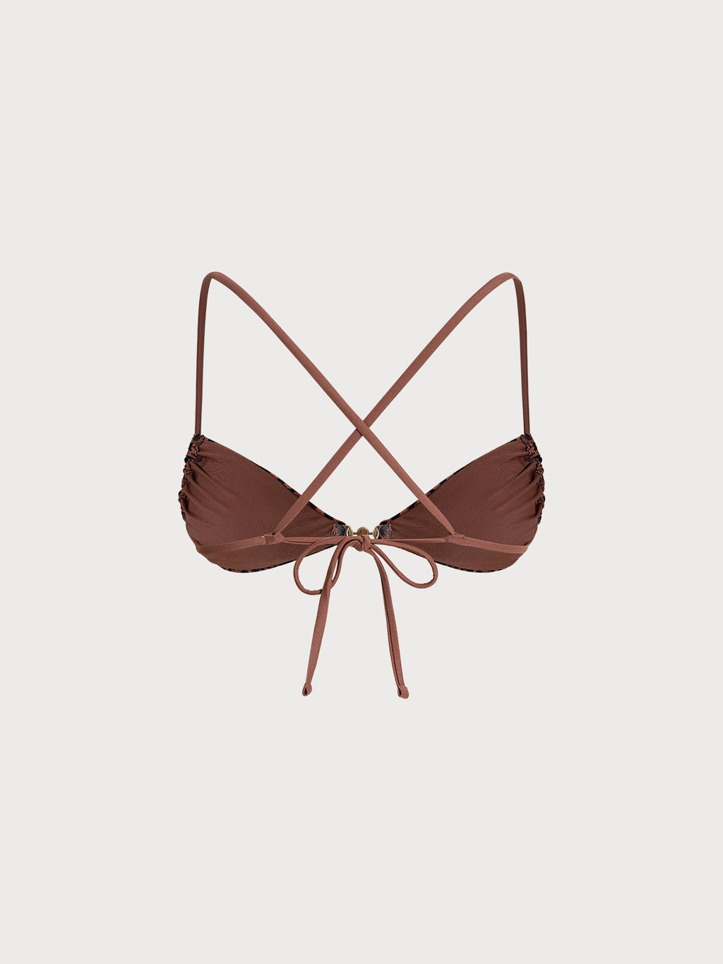 Leopar Desenli İnci Detaylı Çapraz Bikini Üstü
