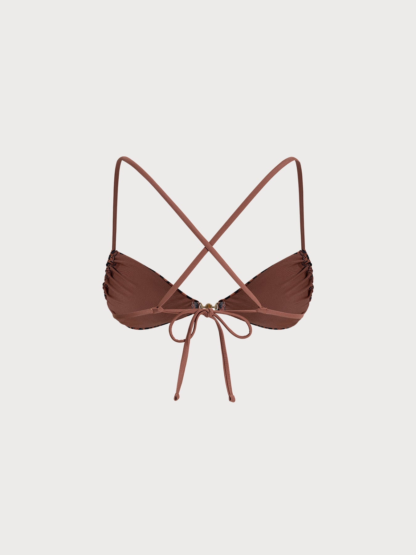 Leopar Desenli İnci Detaylı Çapraz Bikini Üstü