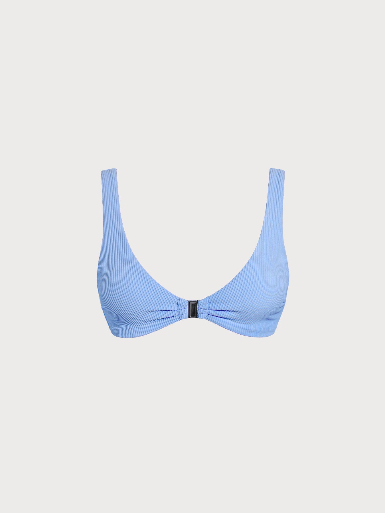 Ön Kapatmalı Açık Mavi Ribanalı Bikini Üstü