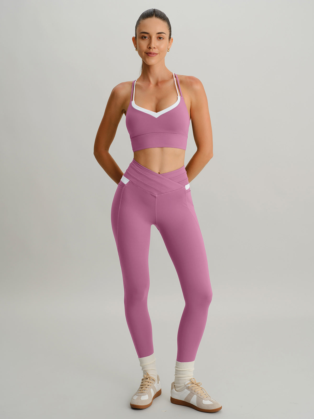 Yüksek Bel Pembe Cepli Tayt - 26" Kadın Spor Modası