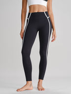 Yüksek Bel Siyah Yan Şerit Legging - 27 İnç
