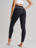 Yüksek Bel Siyah Yan Şerit Legging - 27 İnç