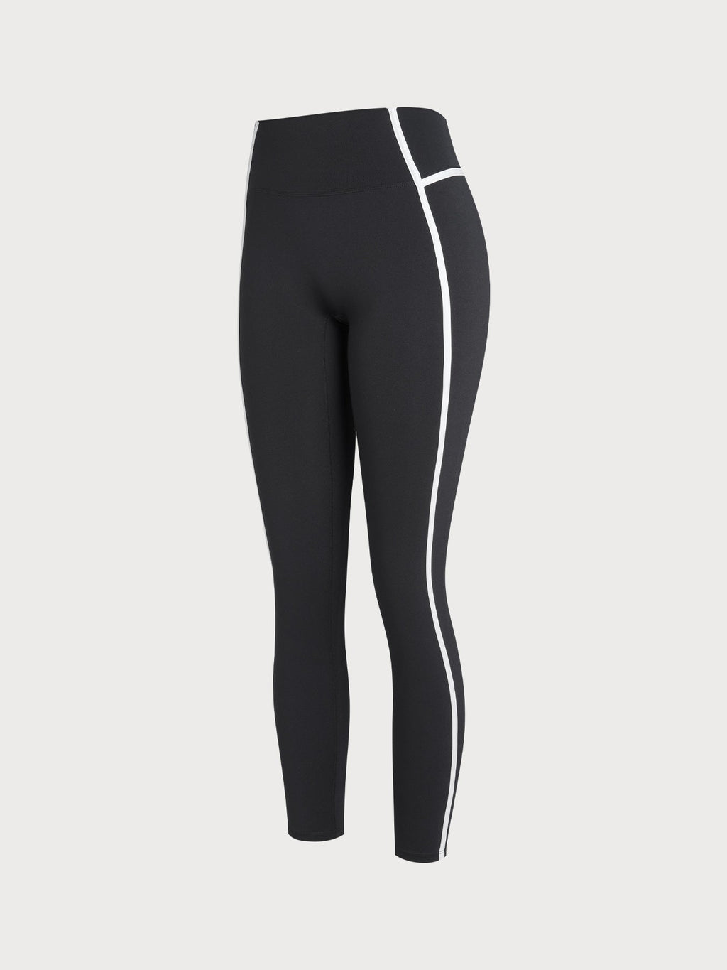Yüksek Bel Siyah Yan Şerit Legging - 27 İnç