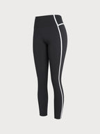 Yüksek Bel Siyah Yan Şerit Legging - 27 İnç