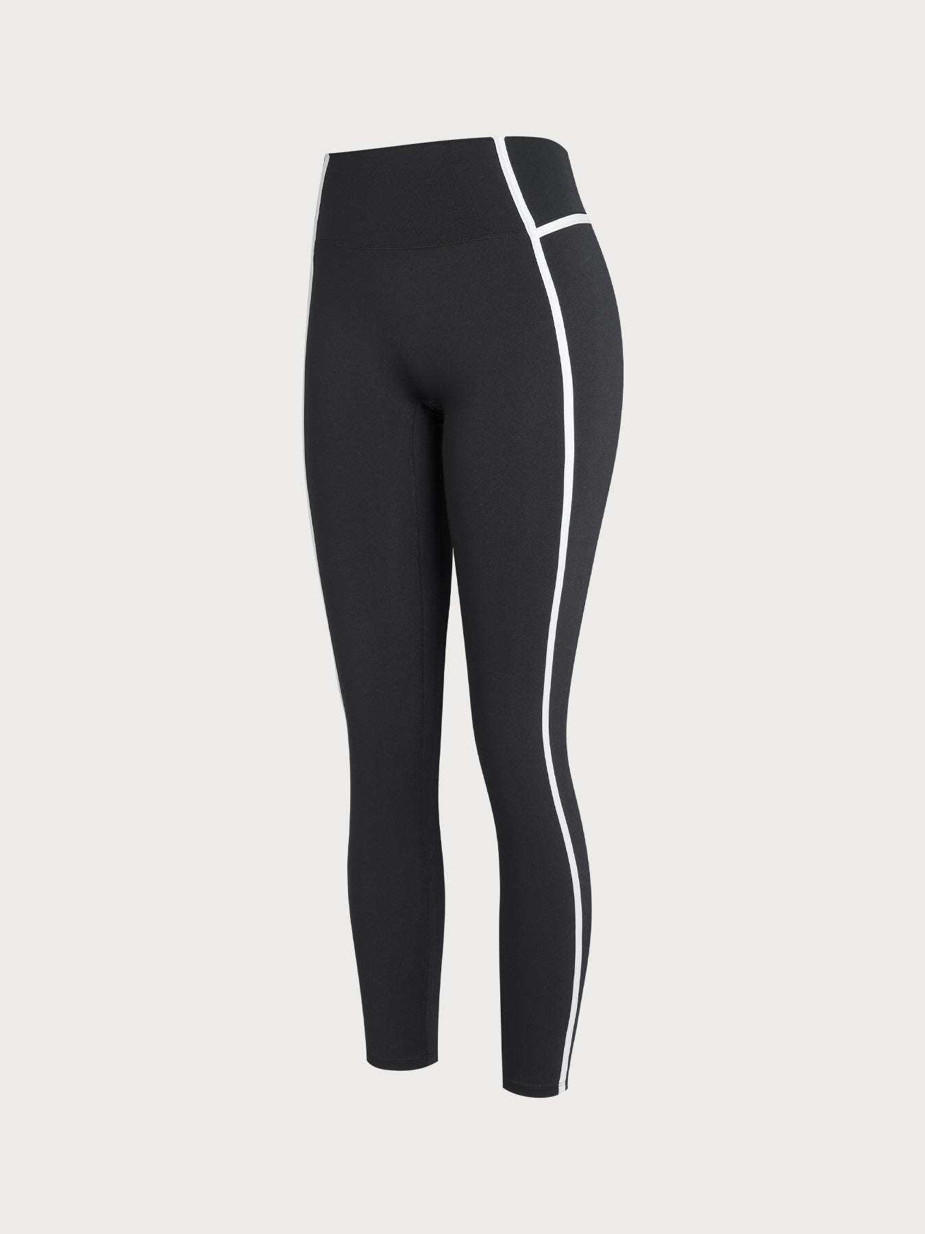 Yüksek Bel Siyah Yan Şerit Legging - 27 İnç