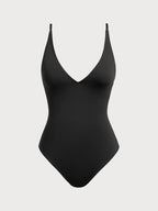 Uzun Torso V Yaka Karın Kontrol Tek Parça Mayo
