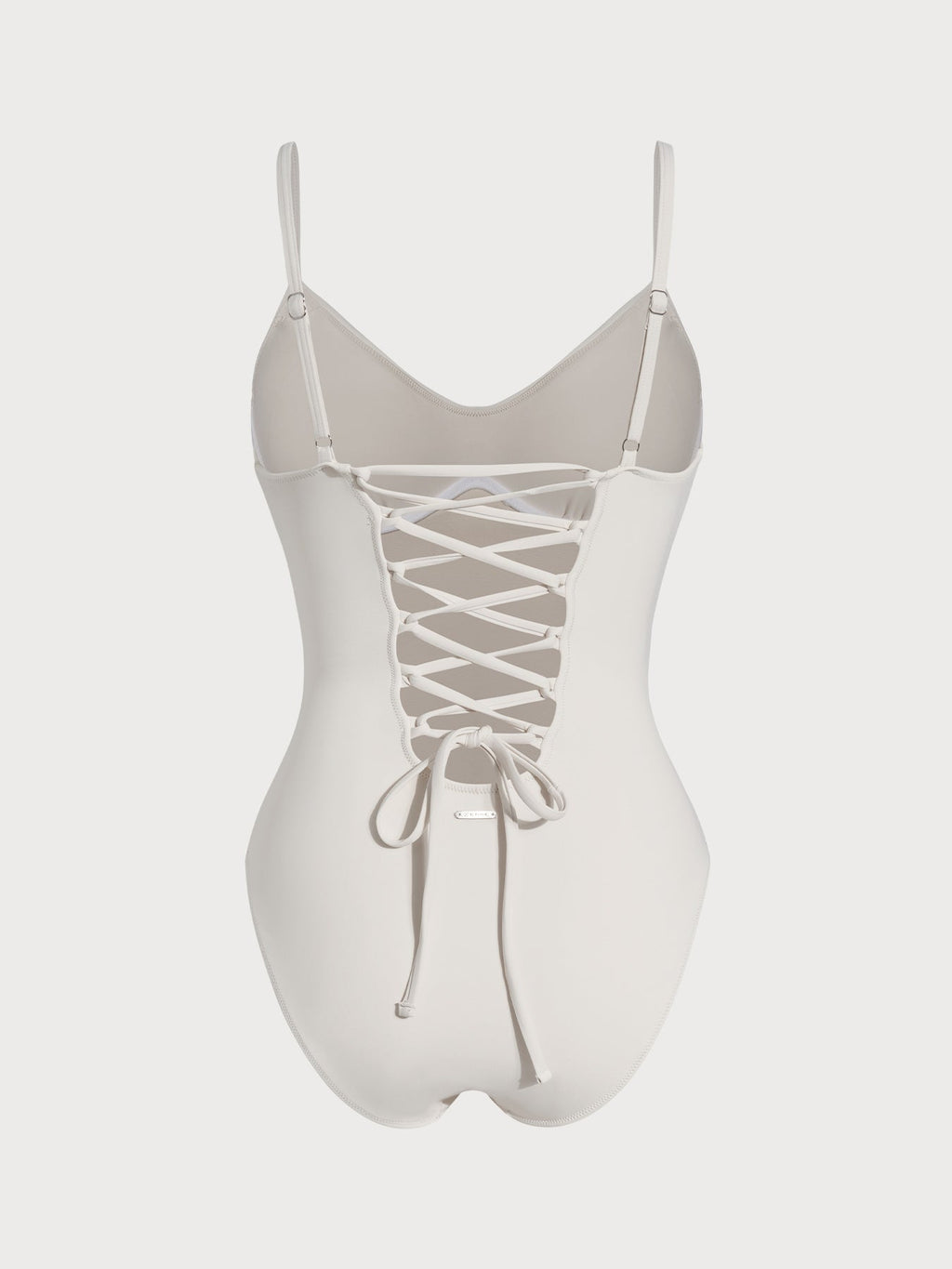Off White Destekli Çapraz Sırtlı Tek Parça Mayo