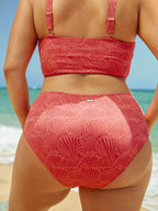Şık Kırmızı Jakarlı Büyük Beden Bikini Altı - Konfor ve Stil